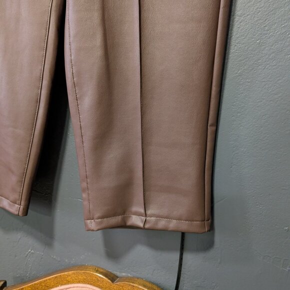 BNWT Addition Elle Brown Faux Leather Straight Leg Pants. Size 14 - Picture 3 of 5